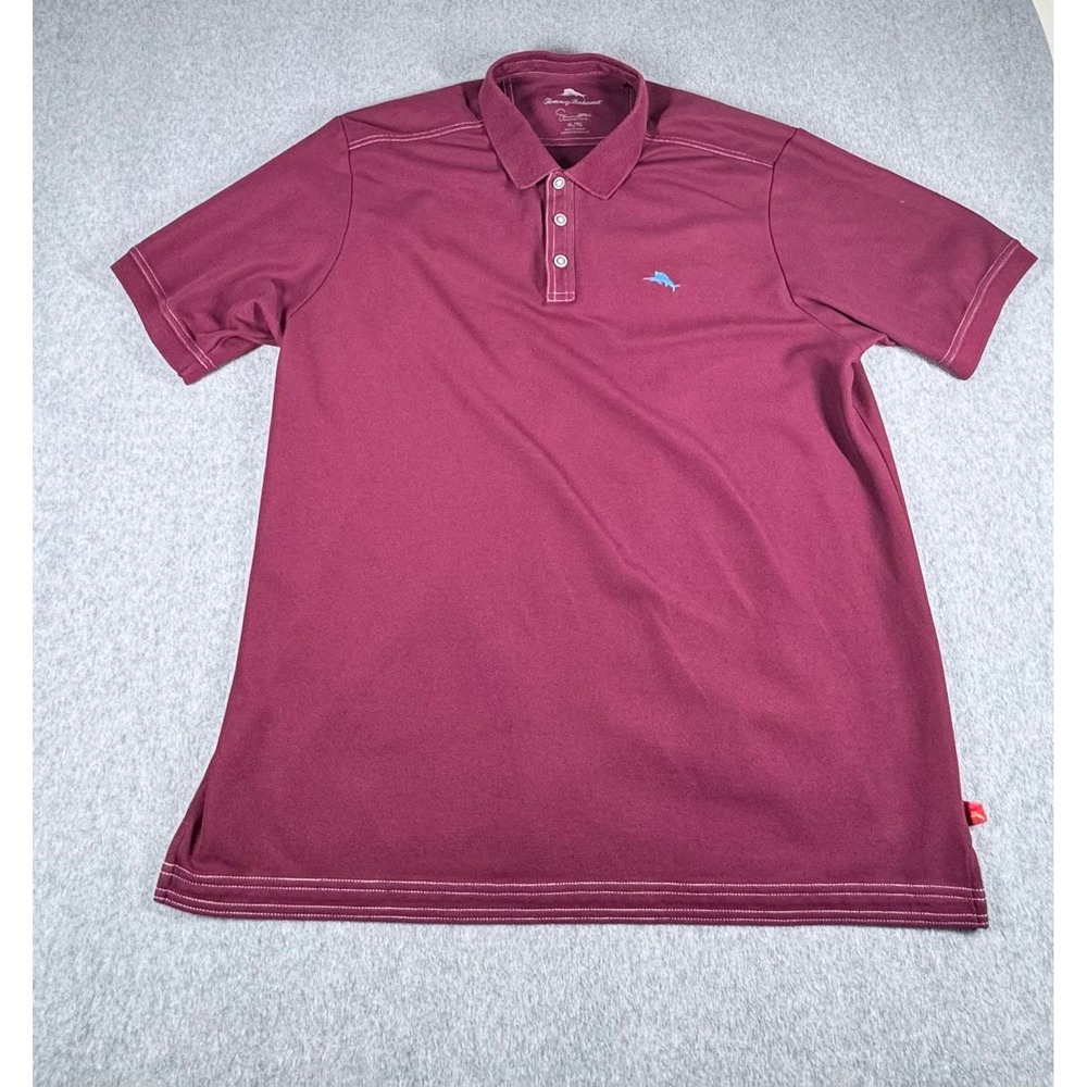 Tommy Bahama Supima Cotton Blue Polo Shirt Men's L Red Blue Logo‎ Golf
